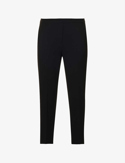 THEORY THEORY WOMENS BLACK TREECA RELAXED-FIT STRAIGHT-LEG HIGH-RISE WOVEN TROUSERS,59847596