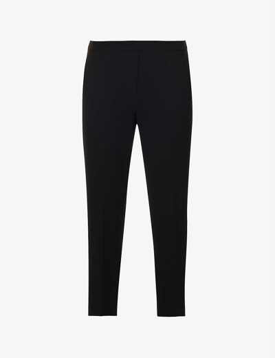 THEORY WOMENS BLACK TREECA RELAXED-FIT STRAIGHT-LEG HIGH-RISE WOVEN TROUSERS,59847596