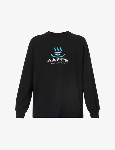 Aape R Logo-print Cotton-jersey T-shirt In Black