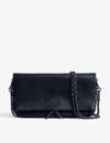 Zadig & Voltaire Rock Grained Leather Clutch In Ink