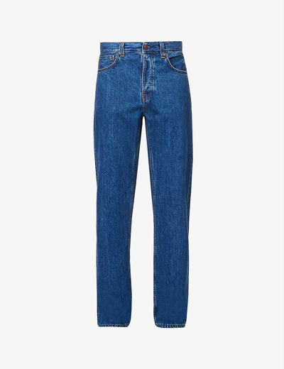 Nudie Jeans Rad Rufus Brand-patch Relaxed-fit Jeans In Blue