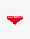 Versace Iconic Slim-fit Stretch-cotton Briefs In Red-gold