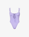 House Of Cb Cannes Cutout Underwire One-piece Swimsuit In Violet
