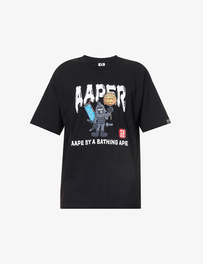 Aape Aper Alfa Relaxed-fit Cotton-jersey T-shirt In Black