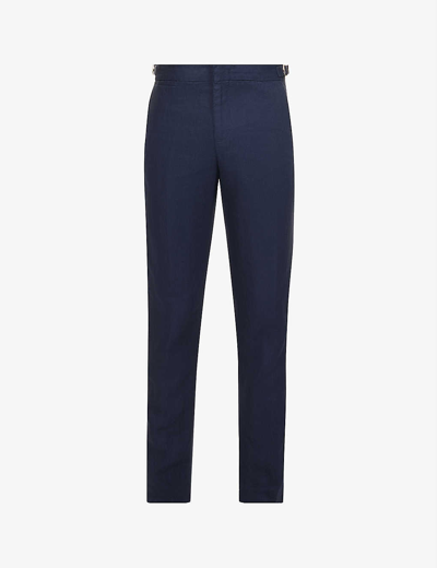 Orlebar Brown Mens Navy Griffon Slim-fit Straight-leg Linen Trousers