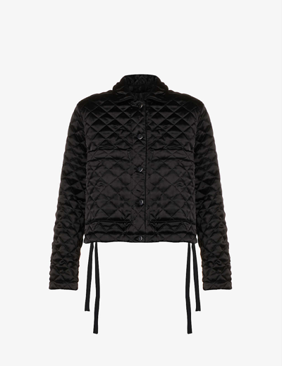 Song For The Mute Quilted Drawstring-hem Satin Jacket In Black