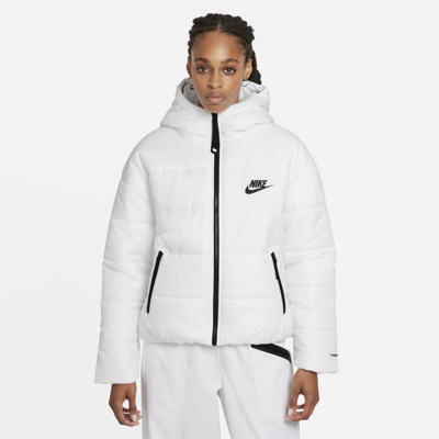Nike Women's  Sportswear Therma-fit Repel Hooded Jacket In White/black/black