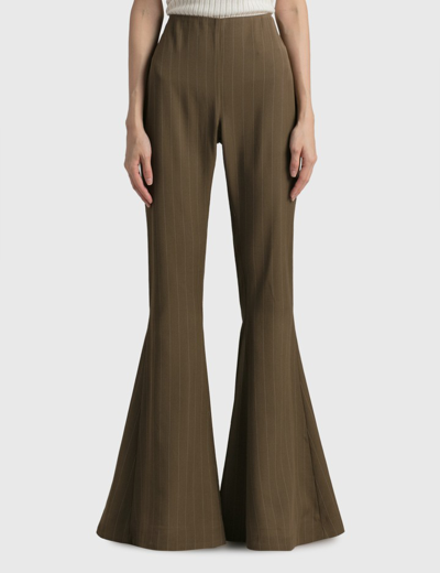 Acne Studios Flared Striped Trousers In Brown