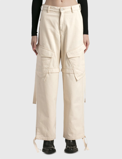 Dion Lee Parachute Wide-leg Denim Trousers In White
