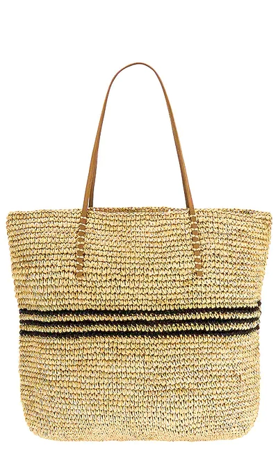 Hat Attack Luxe Stripe Tote In Tan