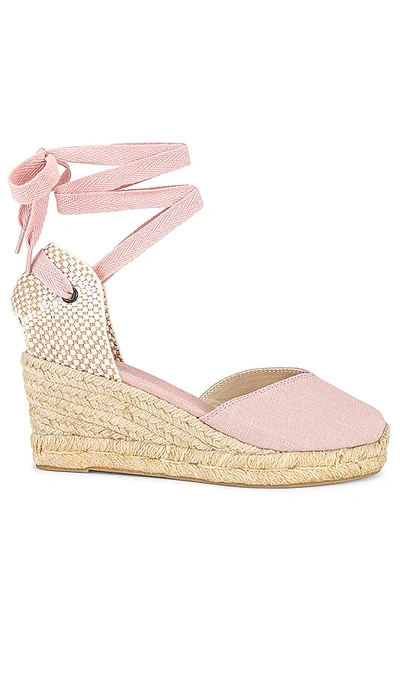 Soludos Wedge Lace-up Espadrille Sandal In Pink