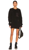 Ser.o.ya Devin Distressed Cotton Crewneck Sweater Dress In Black