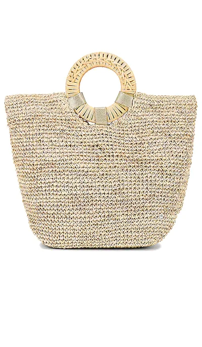 Florabella Gili Large Crochet Raffia Tote Bag With Bamboo Handle In Neutral