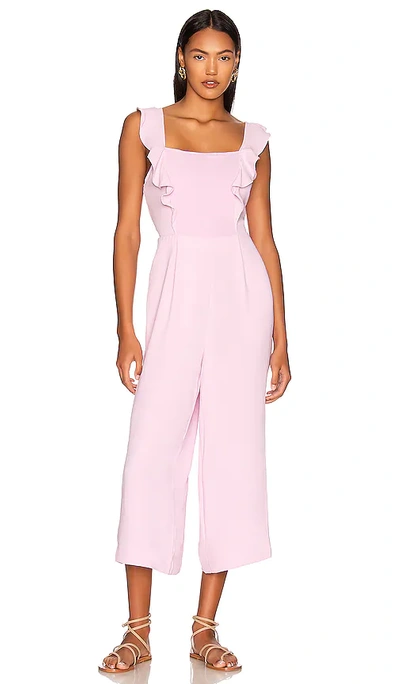 Bcbgeneration Gabbi Tie Back Ruffle Sleeve Jumpsuit In Orchid
