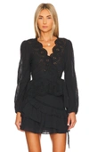 Loveshackfancy Polla Eyelet Cotton Wrap Blouse In Black