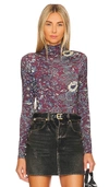 Ulla Johnson Aurelia Botanical-print High-neck Top In Purple