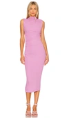 ENZA COSTA SILK KNIT SLEEVELESS TWIST MIDI DRESS