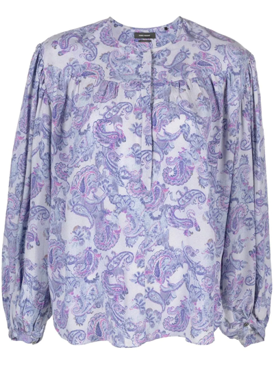 Isabel Marant Brunille Printed Blouse In Blau