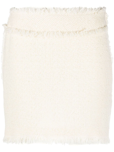 Alberta Ferretti Bouclé High-waisted Mini Skirt In Weiss
