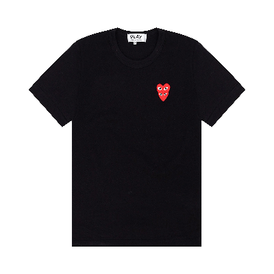 Pre-owned Comme Des Garçons Play Double Red Heart Tee 'black'