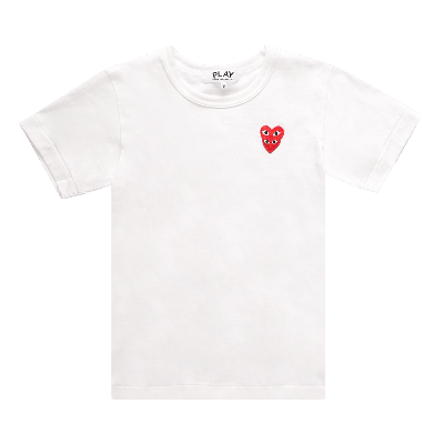 Pre-owned Comme Des Garçons Play Dbl Red Heart Tee 'white'