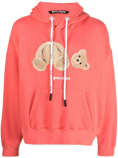 Palm Angels Teddy Bear-print Pullover Hoodie In Red