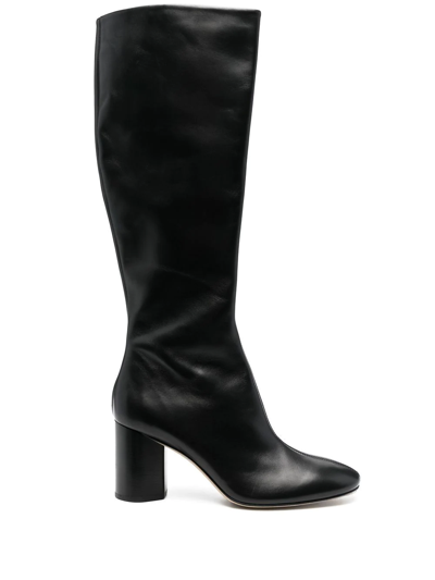 Aeyde Ariana 80mm Leather Boots In Black