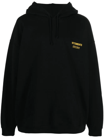 Vetements Embroidered Logo Hoodie In Black