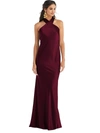 Lovely Draped Twist Halter Tie-back Trumpet Gown In Purple