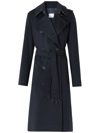 Burberry Kensington Double Breasted Cashmere Trench Coat In Blue