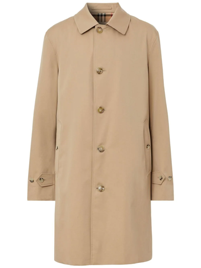 Burberry Mid-length Bonded Gabardine Car Coat In Brown