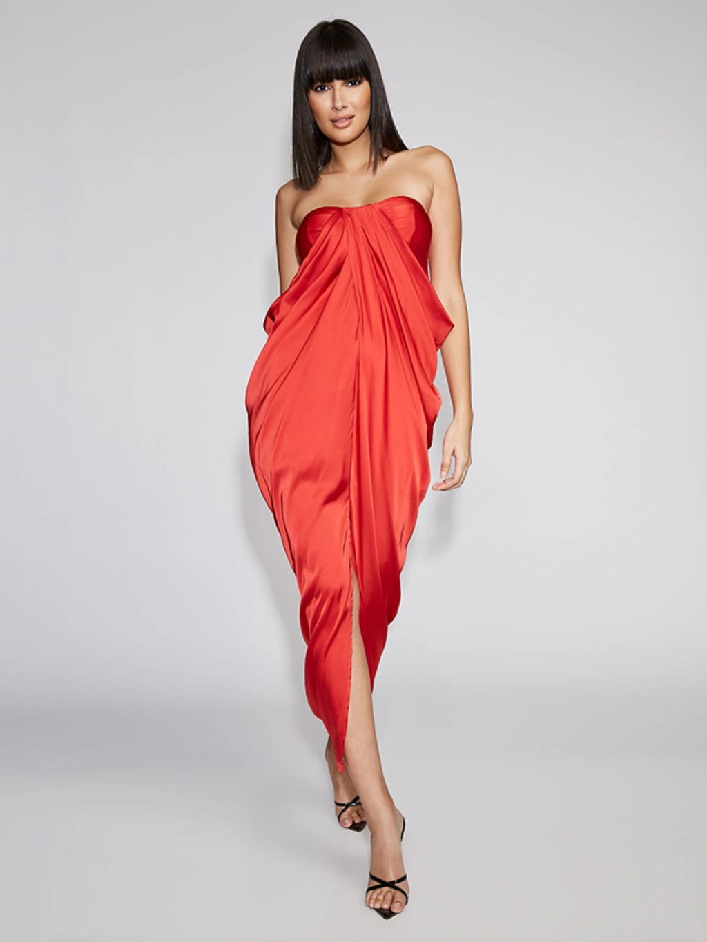 gabrielle union red dress Gabrielle Union Strapless Maxi Dress In Siren Red