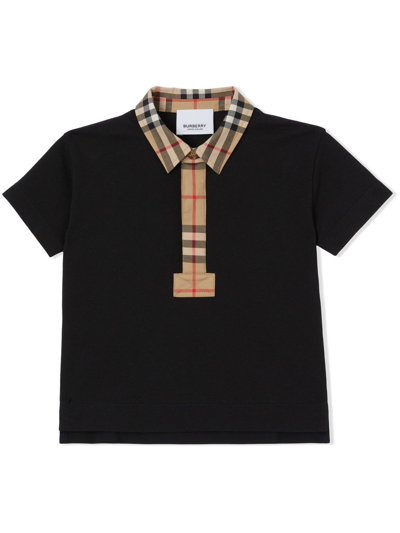 Burberry Baby Boys Black Logo Polo Shirt