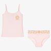 Versace Greca Border Jersey Tank Top And Briefs Set In Pink