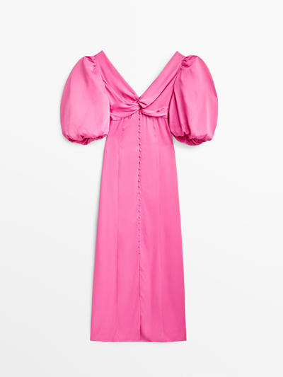 Massimo Dutti Puff Sleeve Dress Studio In Pink ModeSens