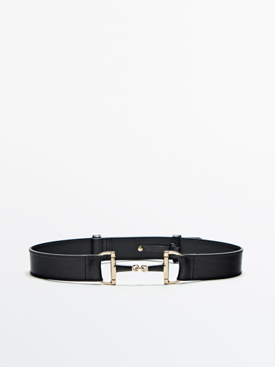 Massimo Dutti Leather Belt With Horsebit Buckle In Black | ModeSens