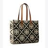 Tory Burch T Monogram Embossed Leather Tote Bag In Black