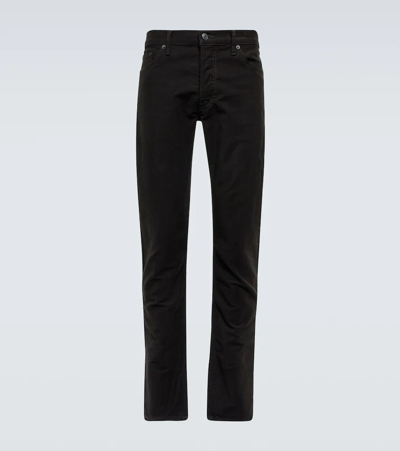 Tom Ford Slim-fit Garment-dyed Stretch-cotton Moleskin Trousers In Black
