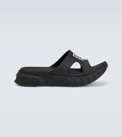 Givenchy Marshmallow Logo-print Cutout Slides In Black