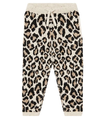 Alanui Kids' Wild Spirit Knitted Track Pants In Beige