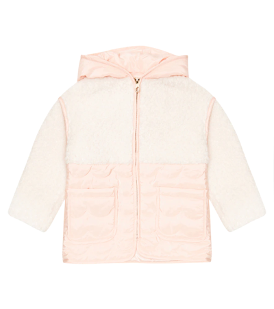 Chloé Kids' Faux Shearling-paneled Puffer Jacket In Pink