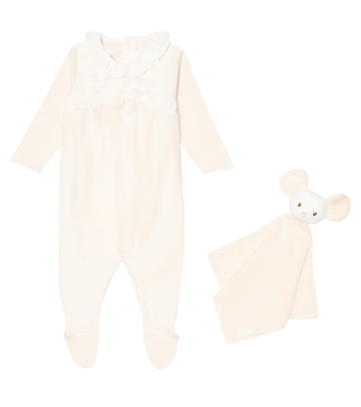 Chloé Kids' Baby Cotton Romper And Pacifier In White