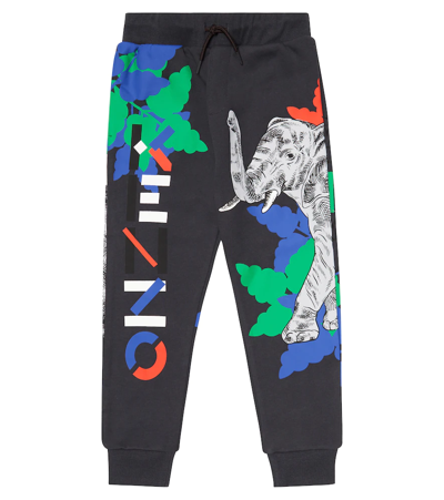 Kenzo Kids' Printed Cotton Fleece Sweatpants In Grey