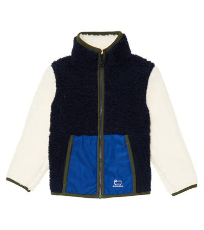Woolrich Kids' Faux Shearling Jacket In Blue