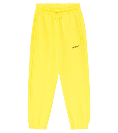 Off-white Kids' Arrows Cotton Jersey Sweatpants In Yellow Multicol