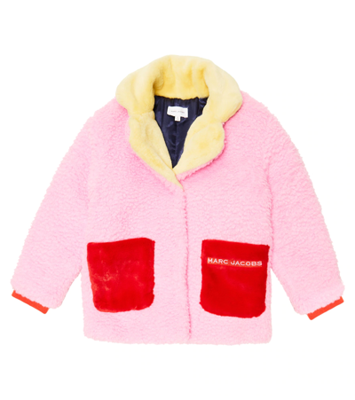 Marc Jacobs Kids' 拼色短款人造毛皮大衣 In Pink
