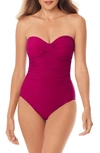 Miraclesuit Rock Solid Madrid Bandeau One-piece Swimsuit In Framboise Pink