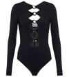 Burberry Cut-out Detail Stretch Jersey Bodysuit Black In Black