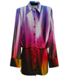 Attico Margot Prismatic Print Long Sleeve Georgette Mini Shirtdress In Multicolor V1