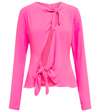 Attico Zelda Knotted Cutout Blouse In Neon Fuchsia